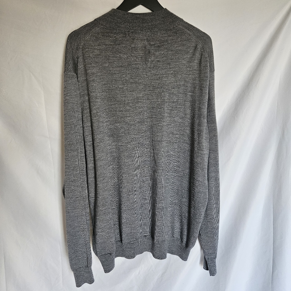 Peter Millar Autumn Crest Suede Trim Quarter Zip XL British Grey Merino Wool - Picture 6 of 9